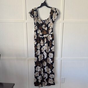 Old Navy Black and White Floral Jumpsuit